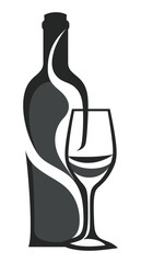 Minimalist Wine Bottle and Glass Logo