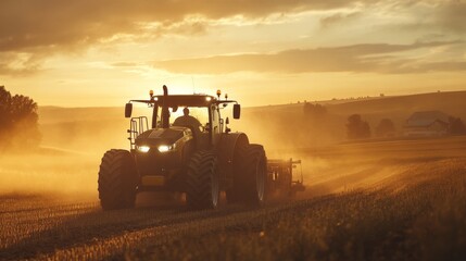 Fototapeta premium Early Morning Agricultural Technology in Overcast Light