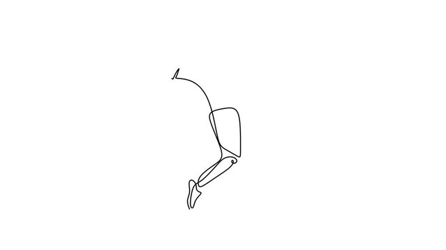One single line drawing of young sporty golf player hit the ball using golf club vector graphic illustration. Healthy sport concept. Modern continuous line draw design for golf tournament poster
