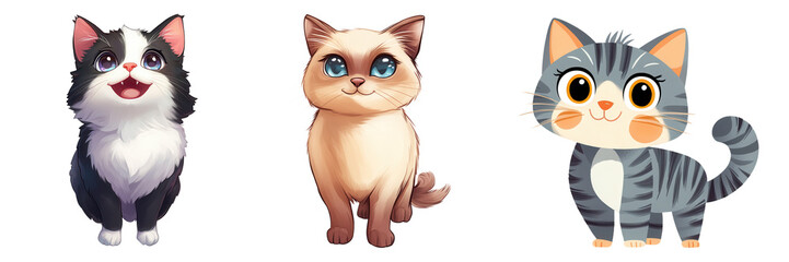 Obraz premium Cute cats in funny watercolor style art print home decor playful atmosphere creative viewpoint