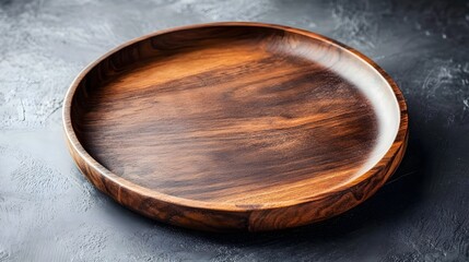Obraz premium Rustic Wooden Plate for Serving Snacks and Appetizers in Elegant Dining Setting