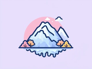 Tranquil mountain landscape digital art minimal flat design calm environment aesthetic viewpoint