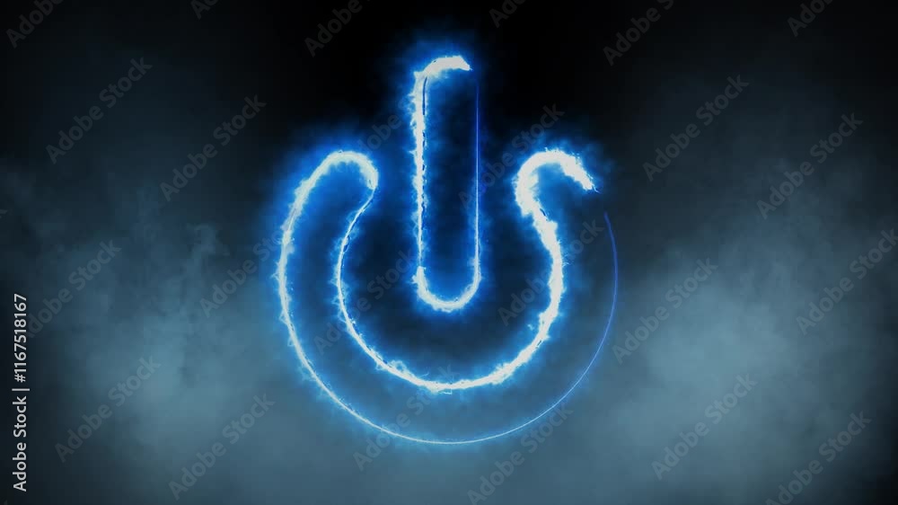 Canvas Prints power symbol laser trace with smoke 4k loop features a power button symbol center screen being outli