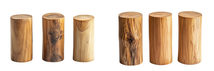 Set of Three wooden, isolated on transparent background.