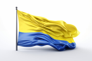 Ukrainian flag on a white background, featuring the iconic blue and yellow design symbolizing freedom, unity, and heritage, ideal for patriotic themes, cultural projects, and educational. PNG.