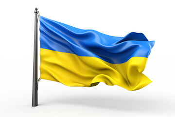 Ukrainian flag on a white background, featuring the iconic blue and yellow design symbolizing freedom, unity, and heritage, ideal for patriotic themes, cultural projects, and educational. PNG.