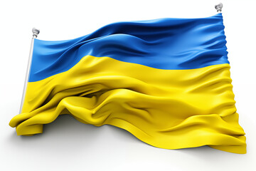 Ukrainian flag on a white background, featuring the iconic blue and yellow design symbolizing freedom, unity, and heritage, ideal for patriotic themes, cultural projects, and educational. PNG.