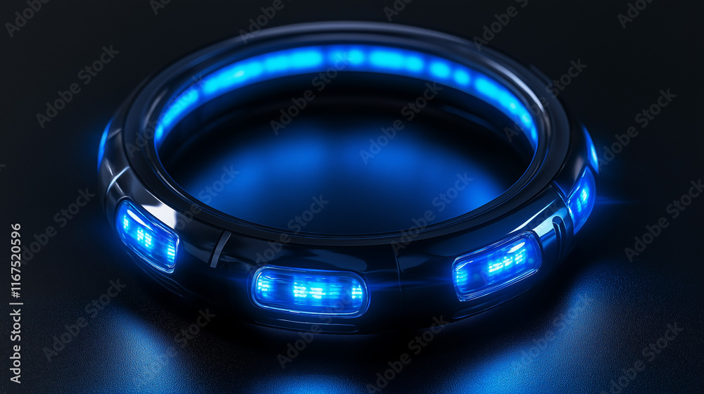 Poster Futuristic abstract rings featuring a vibrant gradient and dynamic patterns. A perfect choice for tech-focused visuals.
