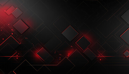 Abstract Black and Red Geometric Design with Futuristic Glow, Ideal for Backgrounds and Digital Creativity Projects