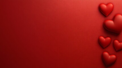 Red hearts on a textured red background