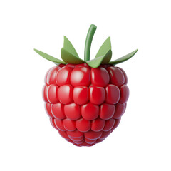 A 3D render of a cartoon style raspberry in a minimalist style. The raspberry is isolated on a transparent background.