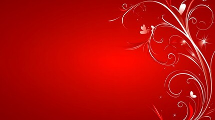 Red Background with White Floral Design