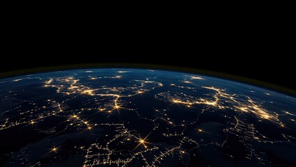 Obraz premium Earth at Night Illuminating City Lights Across Continents