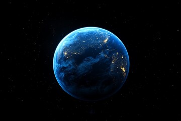 Obraz premium Night Earth from Orbit City Lights and Continents
