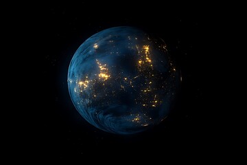 Fototapeta premium Night View of North America City Lights from Space