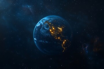 Obraz premium Glowing Earth City Lights at Night from Space4