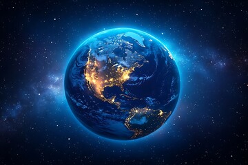 Obraz premium Earth at Night from Space Aerial View