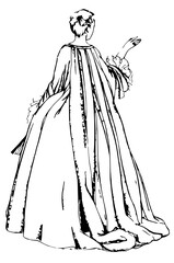 rococo woman fashion illustration sketch