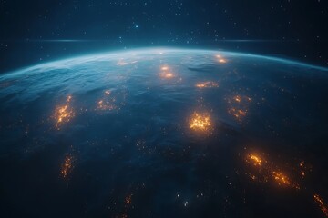 Illuminated Earth Globe at Night from Space