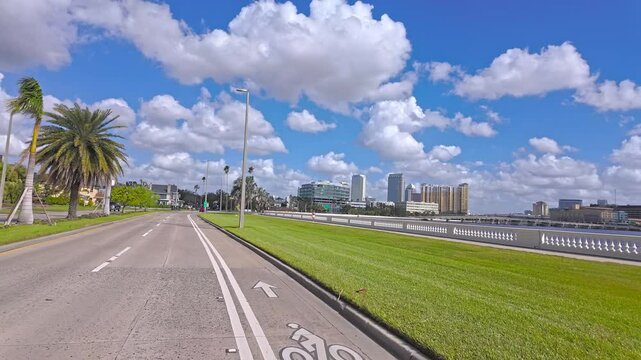 POV drive on the Bayshore Blvd in Tampa Florida - travel photography