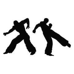 Judo karate fighter game player silhouette SHapes Drawing Vol 04