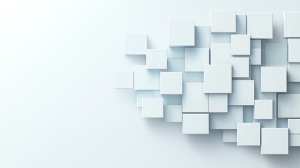 Obraz premium Abstract 3D geometric pattern with white cubes on a light background, ideal for modern design concepts and minimalist themes.