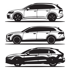 Side View Car Silhouette Icons