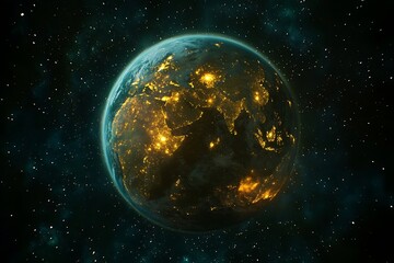 Earth at Night from Orbit with Stars