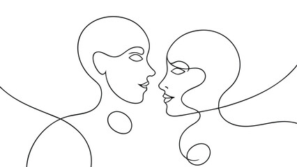 Man and Woman’s Faces Intertwined