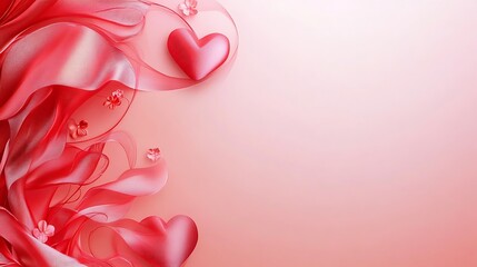 Pink Hearts and Flowers Romantic Design Background