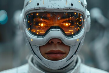 Futuristic Helmet with Digital HUD Interface