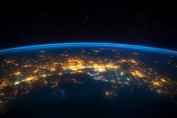 Obraz premium North American City Lights from Space at Night1