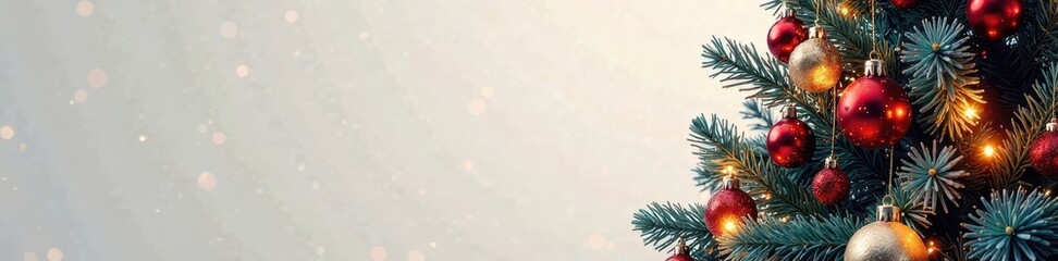 Lavishly decorated Christmas tree, dazzling lights, pure white background, winter, background, premium