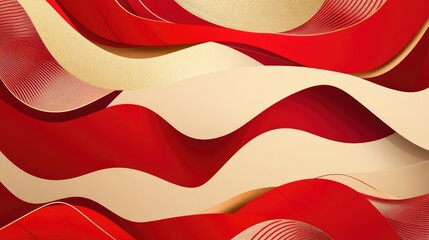 Obraz premium Abstract New Year celebration patterns with flowing red and gold shapes, symbolizing joy and renewal.