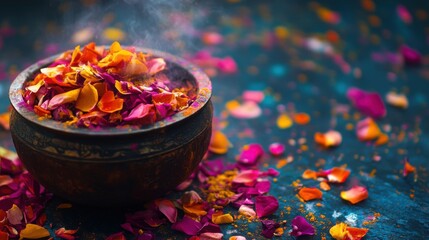Vibrant Rose Petals and Holi Celebration