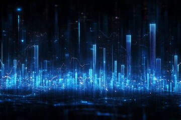 Bright Digital Cityscape Wireframe Data Pattern