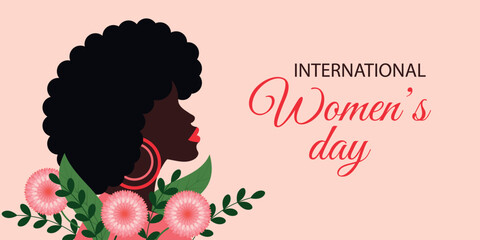 International Women's Day. Poster with a black woman.