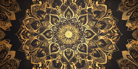Intricate Gold Mandala Ceiling Design