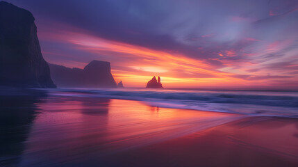 Serene Coastal Sunset: A Tranquil Evening by the Ocean