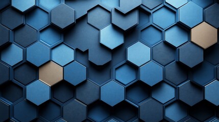 Abstract Hexagon Pattern Blue And Beige Background