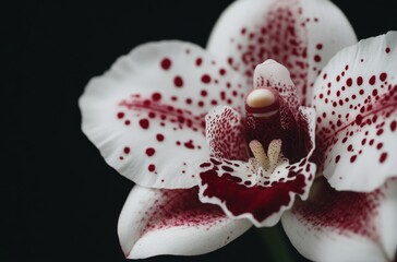 色とりどりの斑点が特徴的な白い花のクローズアップショット