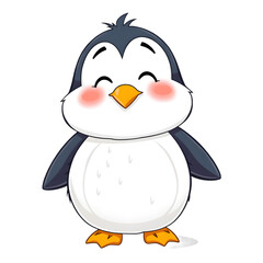 Obraz premium A smiling penguin in a cartoonish style with fluffy feathers. png isolated background. transparent background.