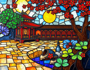 Obraz premium Oriental pattern. Oil painting. Pattern for printing on wall decorations, covers, leaflets, business cards