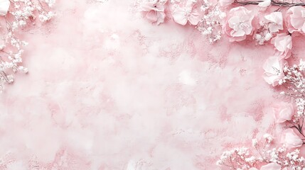Obraz premium Delicate Pink Flowers Frame Pastel Background