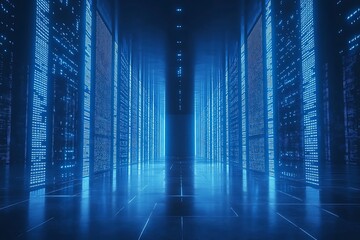 Modern Data Center Server Room Perspective