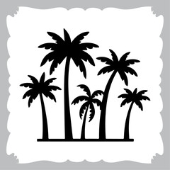 Obraz premium Tropical Palm Tree Silhouettes Set Isolated on White Background Basis Design.