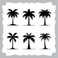 Palm tree silhouette vector tree illustration, black tree illustration.