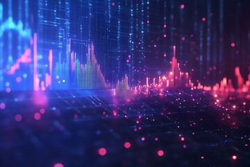 Futuristic Data Visualization Background with Glowing Lights