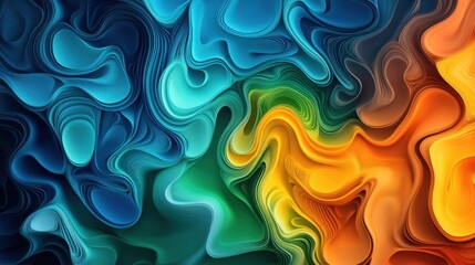 Obraz premium Vivid Flowing Colors Abstract Digital Art Wallpaper Background
