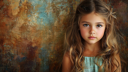 Fototapeta premium beatiful girl closeup an oil painting and palette knife on canvas and full detailed background